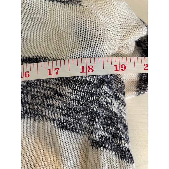 Striped Sweater Womens XL Navy and White Cardigan Long Sleeve Knit Open Top - Picture 11 of 12